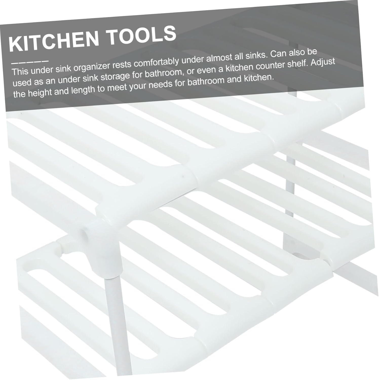 Cabilock Sink Organizer Rack Adjustable Storage Holder for Kitchen Bathroom Multi-functional Shelf for Pots and Pans Space-saving for Neat and Orderly Storage