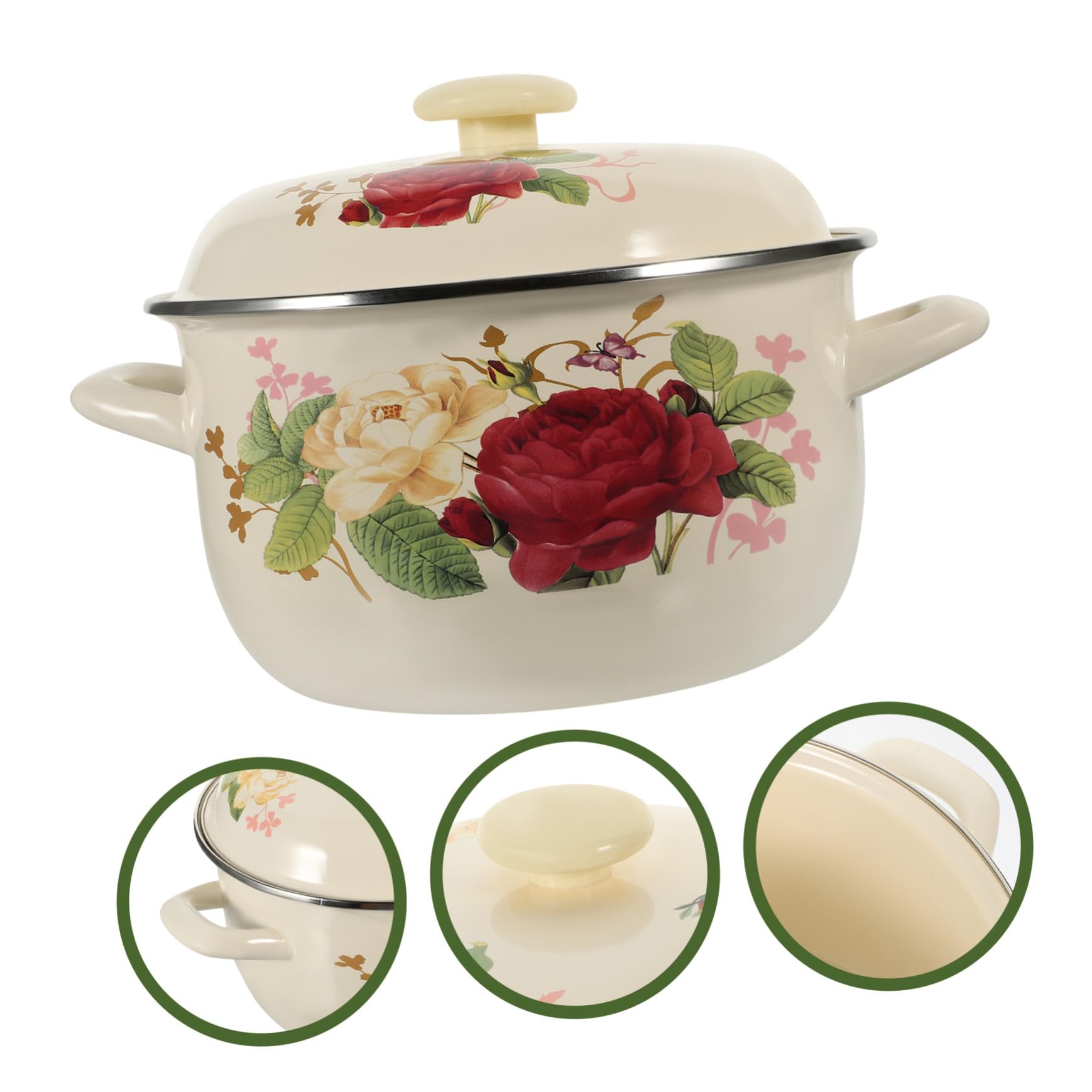 Emaille Suppentopf Milchtopf 20cm Doppelgriff Vintage Kochtopf Für Babyernährung Soßenzubereitung Mit Deckel Hitzebeständig Und Sicher