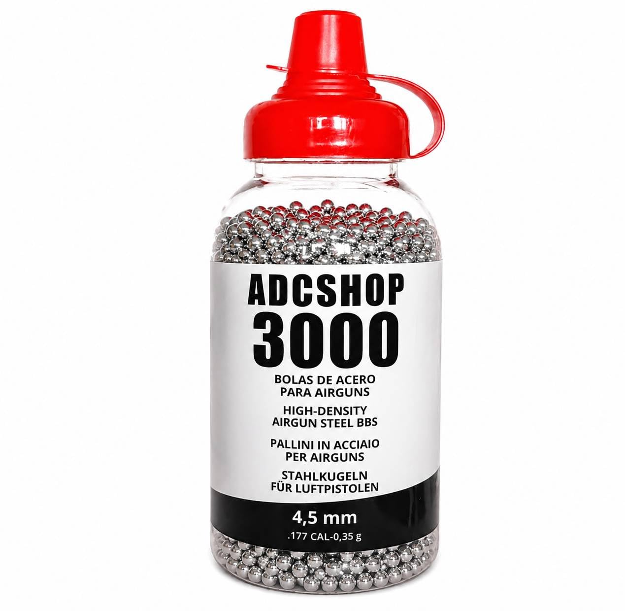 3000 unità - Sfere in acciaio, calibro 4,5 - per pistole ad aria compressa CO2 4,5 mm BBS, calibro 4,5 mm. Flacone da 3000 unità di acciaio.