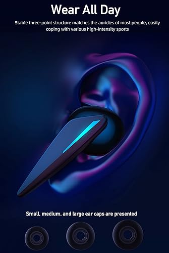 Miniatura 7 de Auriculares para juegos con micrófono en el oído auriculares inalámbricos Bluetooth 53 impermeables auriculares de larga duración de la batería modo