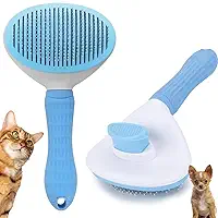 Escova Pelos Pet Automática Rasqueadeira Magica para Cães e Gatos com Cabo Texturizado de Alta Aderência (Azul)