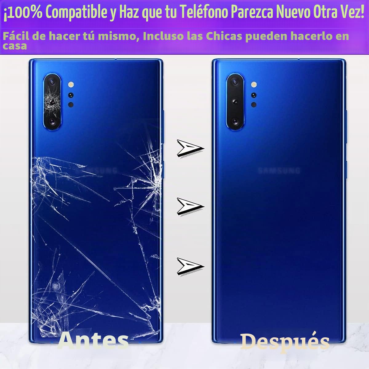 LUVSS Tapa Trasera Vidrio para Samsung Galaxy Note 10+ Plus Cubre Bateria con Lente de Cámara Reemplazo Kit de Reparación SM-N976 N975F -Plata Aura Glow