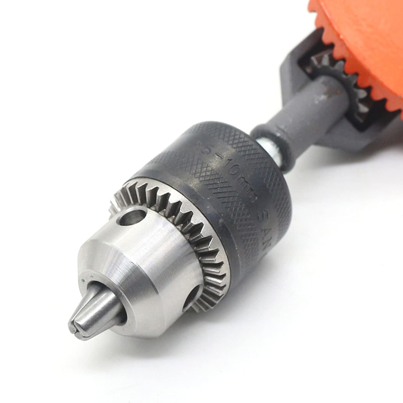 Trapano a manovella, mandrino da 3/8", mini trapano reciproco portatile, con doppio pignone, trapano a mano per legno, plastica (arancione)