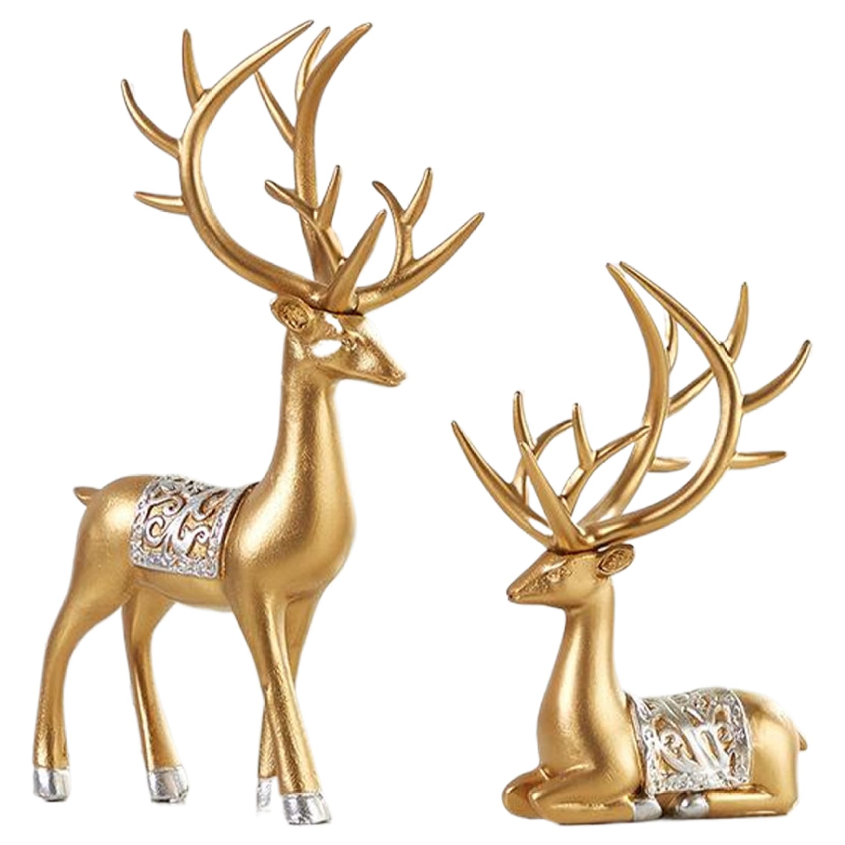 Hperu Renos, 2pcs decoración de Navidad de Reno de Reno fáciles de Colocar los Renos prácticos y de Moda Ciervos ecológicos Resina ecológica para Sala de Estar