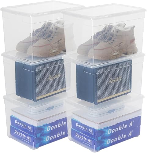 Miniatura 10 de novelinks Caja de almacenamiento transparente de 6 cuartos de galón, apilable, de plástico, con tapas, caja de plástico para clasificar, paquete de