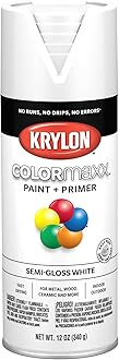 Krylon K05580007 COLORmaxx Spray Paint and Primer for Indoor/Outdoor Use, Semi-Gloss White, 12 Ounce (Pack of 1)