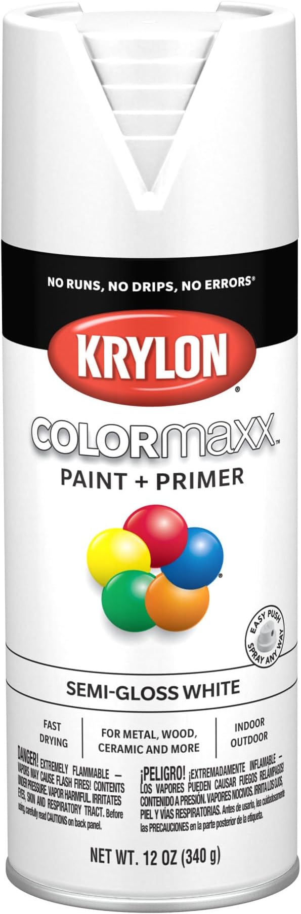 K05580007 COLORmaxx Spray Paint, Aerosol, White