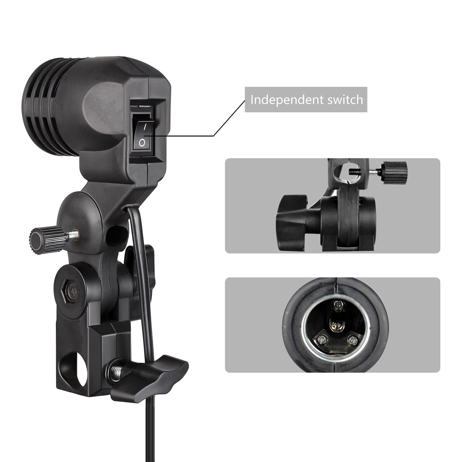 Andoer Kit ombrello per fotografia da studio con ombrelli bianchi da 33 pollici * 2 supporti per treppiede in metallo da 2 m * 2 prese di luce + E27 * 2 per lo streaming live di fotografia di ritratto