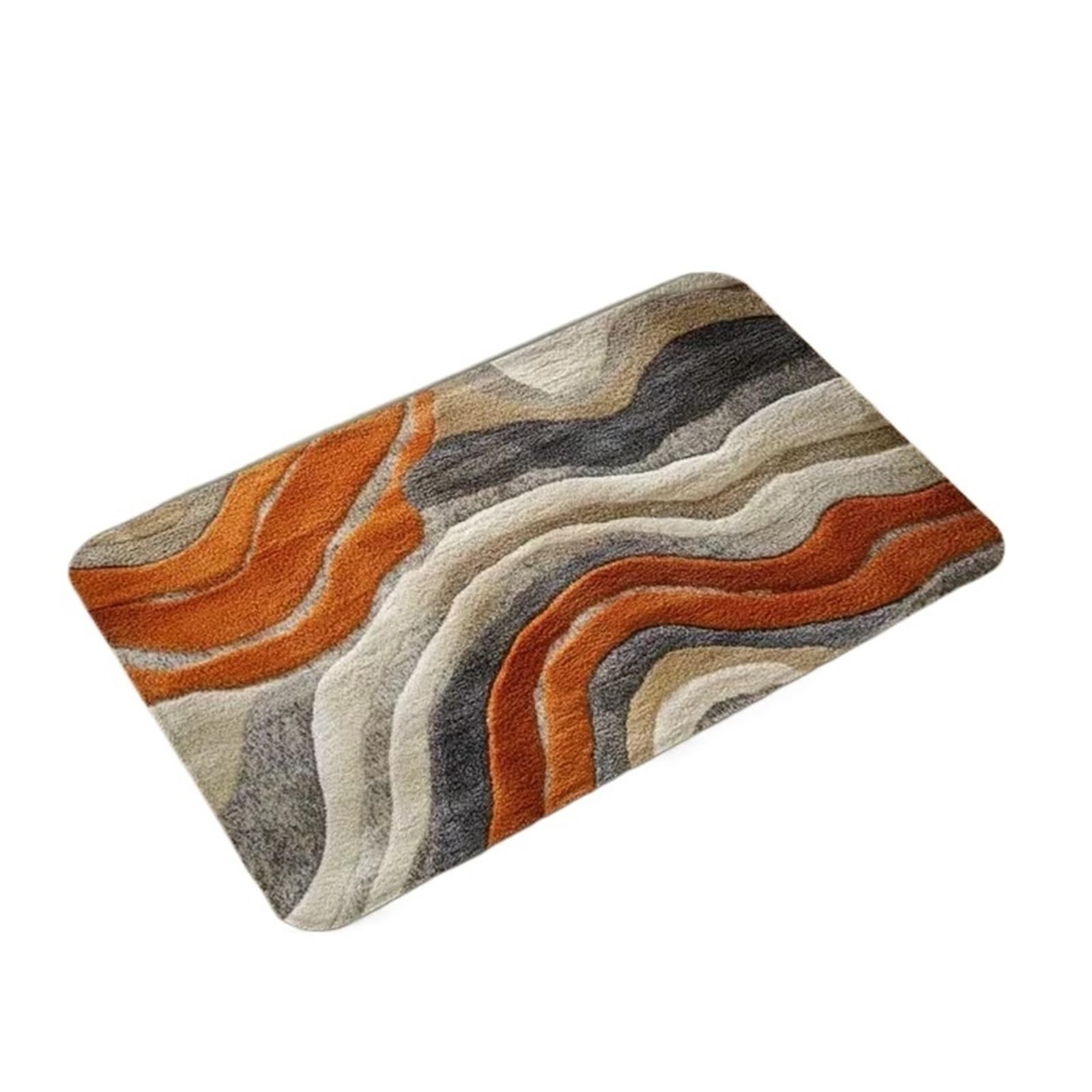 Tapis ondulé gris et orange en flanelle 50x80cm antidérapant