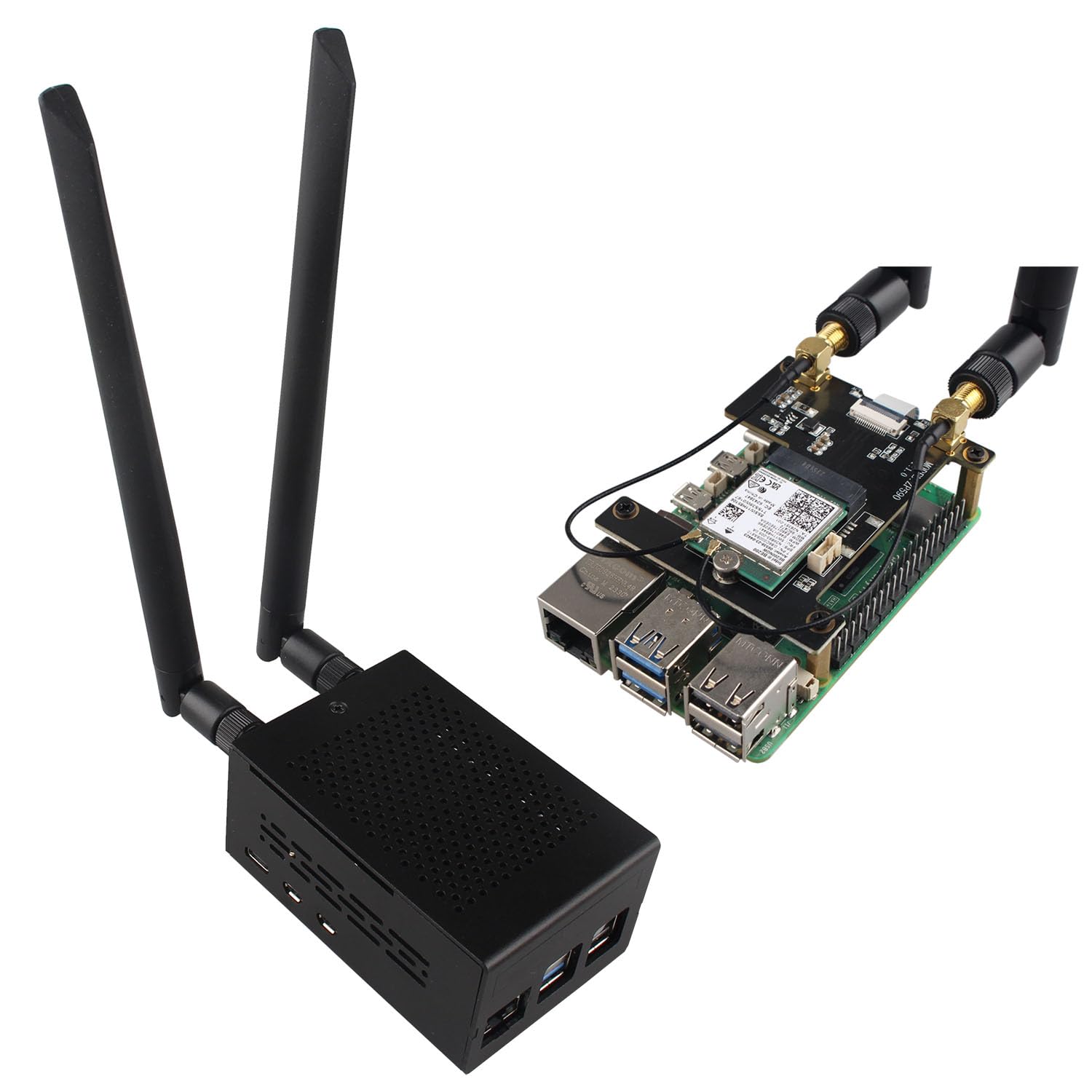 ZDE ZP590A PCIe To WiFi7 HAT Für Raspberry Pi 5 | Mit Alu-Gehäuse & Antennen
