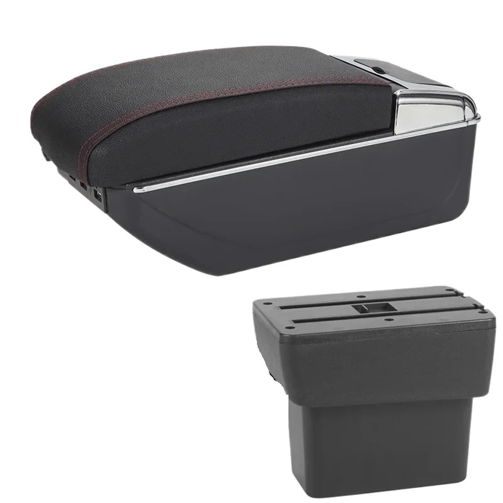 NOKRGQW Car Armrest Box For Nissan Note E-Power 2016-2022 Armrest Central Storage Box Dedicated Interior Retrofit Car Accessories(B1 Black red 7USB)