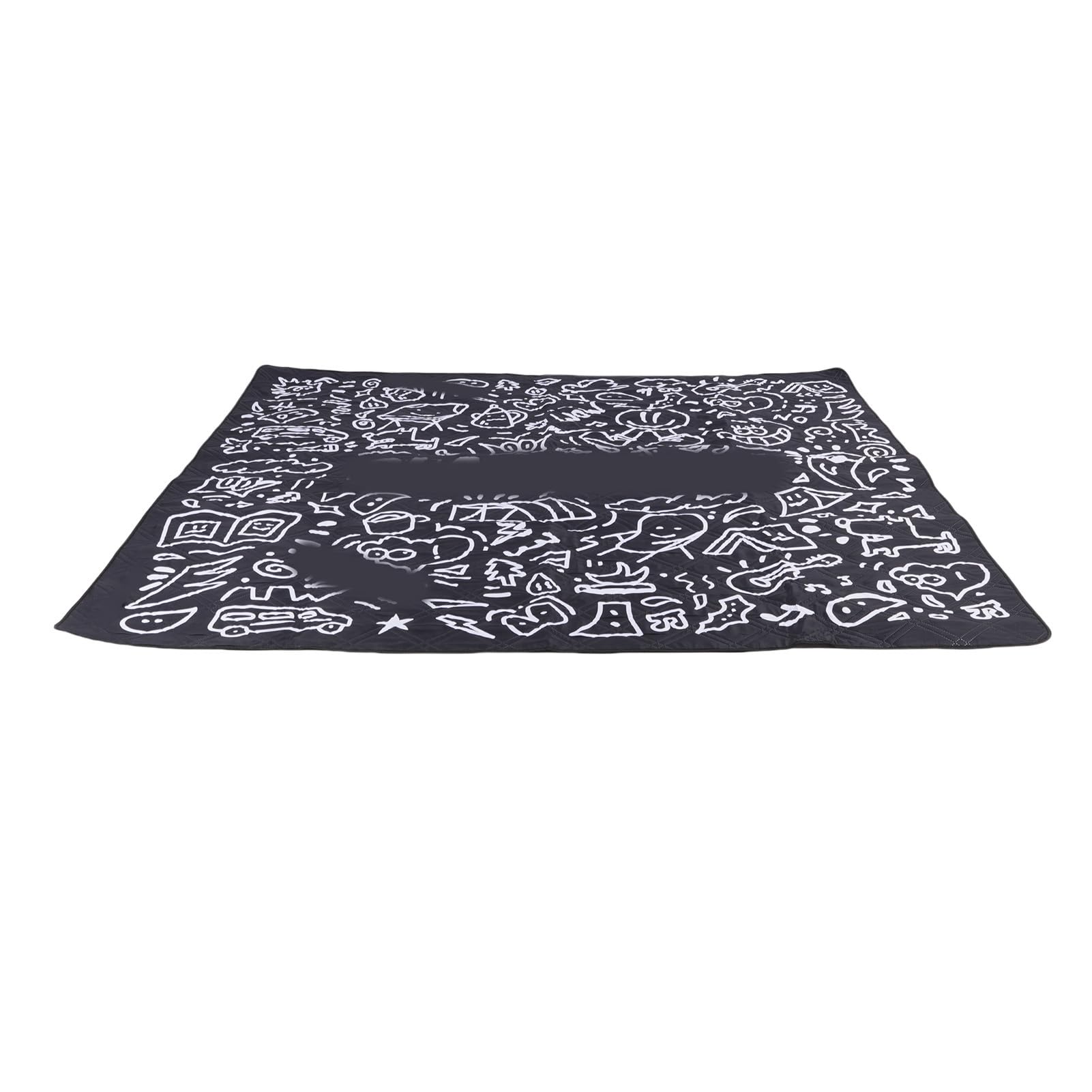 Koc Piknikowy, Gruba Wodoodporna Mata Zewnętrzna o Grubości 6,6 Stopy z Dnem z Folii Aluminiowej i Paskiem do Przechowywania, Można prać w Pralce na Kemping Travel Beach (BLACK)