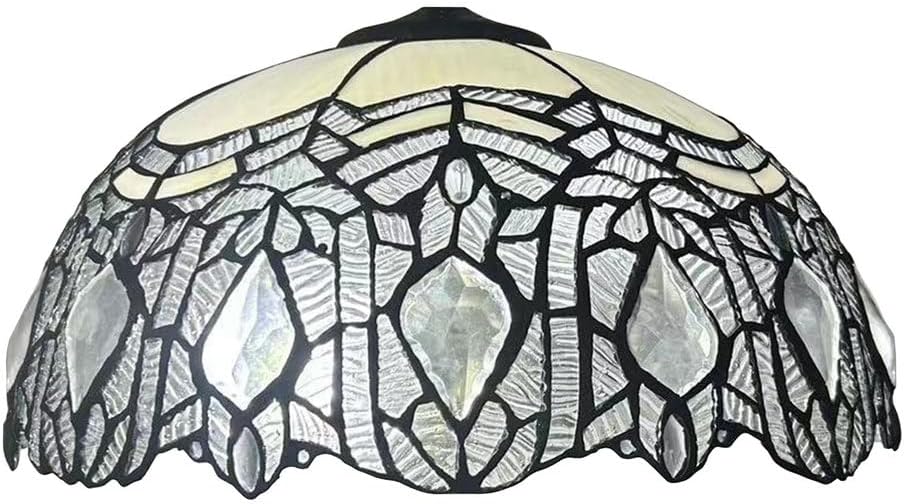 Tiffany Lamp Shade Replacement Only 16X9 Inch Stained Glass Jeweled Lampshades 1 Pcs Victorian Crystal Glass Beads Light Cover for Desk Lamp Reading Light Study Room Kitchen Lighting,Clear