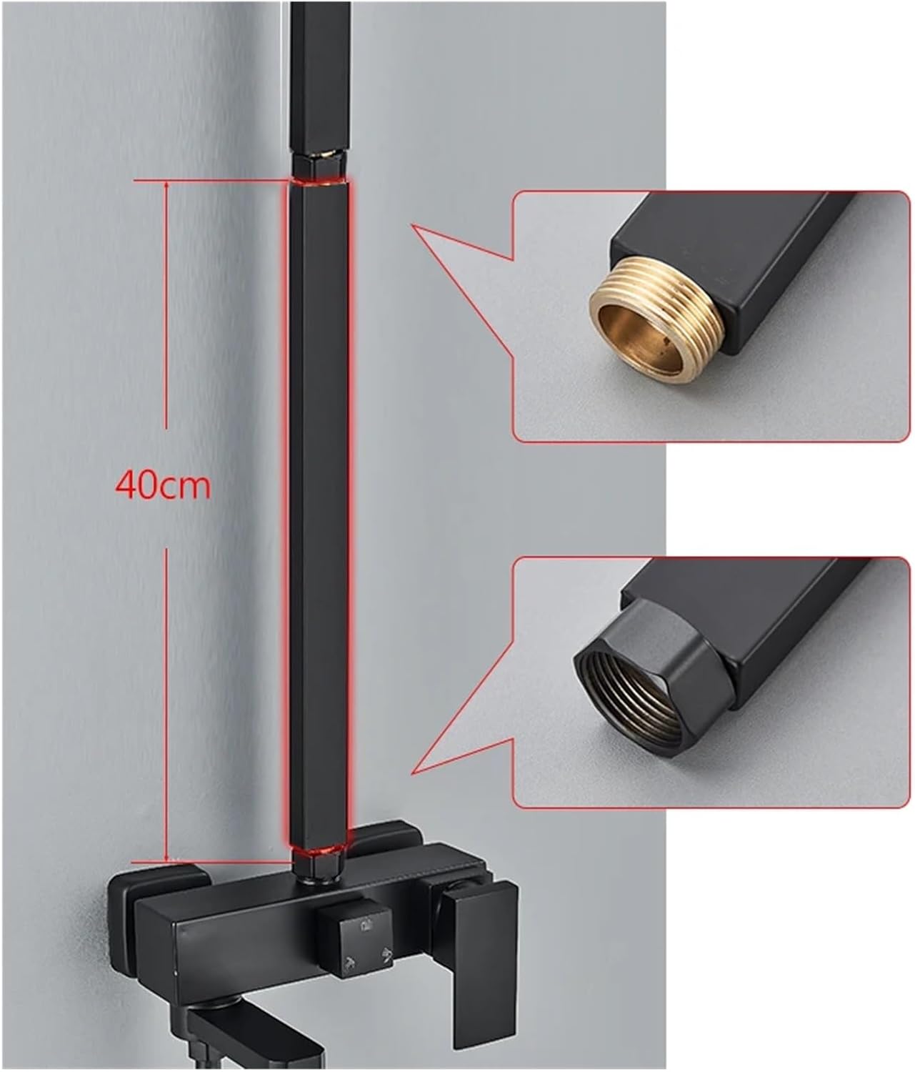 1PCS Round/Square 30/40/50CM Extension Tube For Shower Faucet Extra Extend Tube Color Universal Interface Extend Tubes(Chrome-30CM)