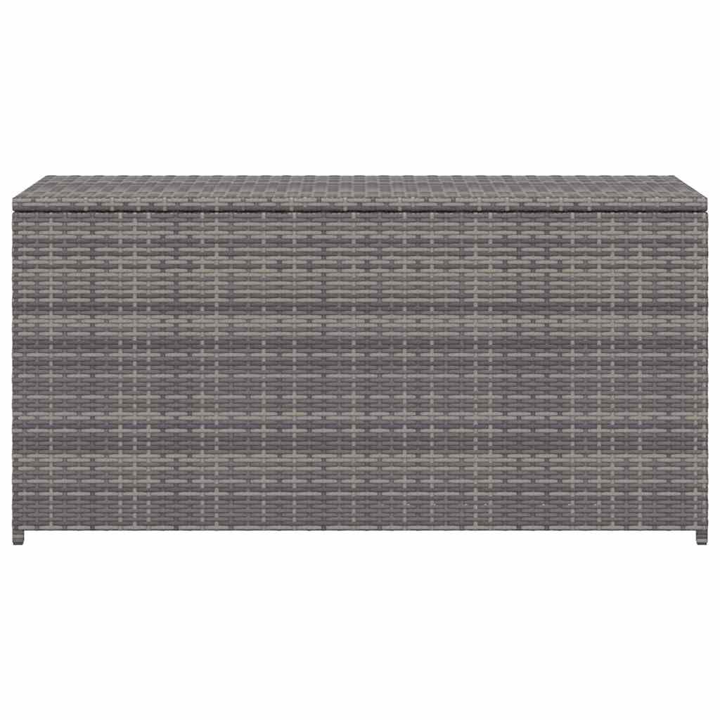 Caja para cojines de jardín gris 120 x 50 x 60 cm, de polirratán con bolsillo interior para cojines, cojines, mantas, cojines de asiento, juguetes y libros, resistente a la intemperie,