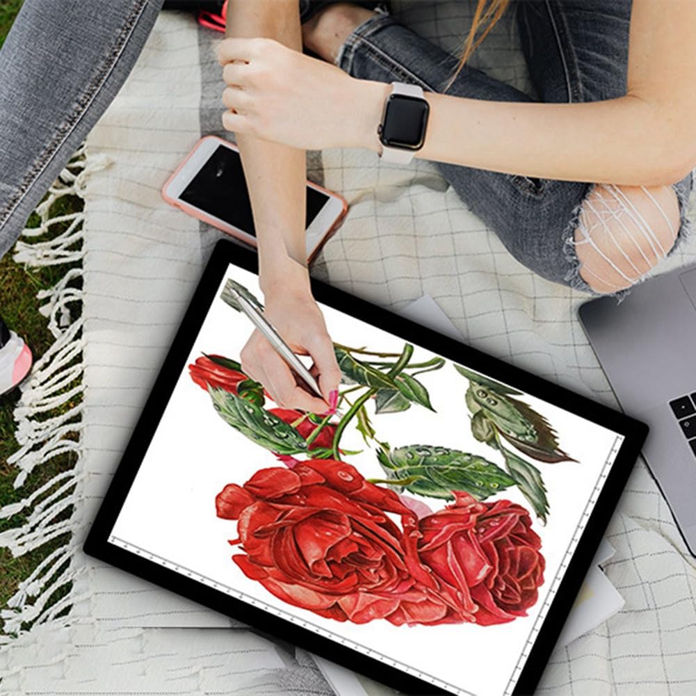 Lwaviwer Tappetino per tavolo da disegno A4, batteria al litio, copia luminosa a LED, vassoio da disegno, piattaforma di copia e scrittura, protezione degli occhi semplice