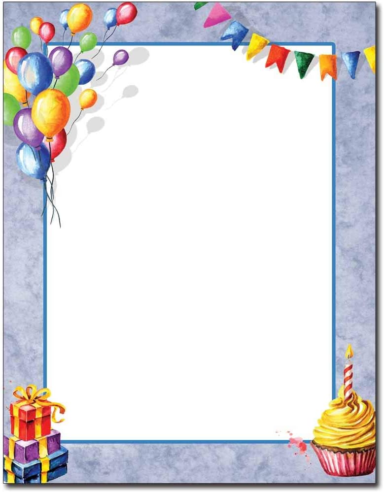 Party Balloons 100 Pack - 8.5 x 11 Inch Printable Letterhead - Laser and Inkjet Printer Compatible