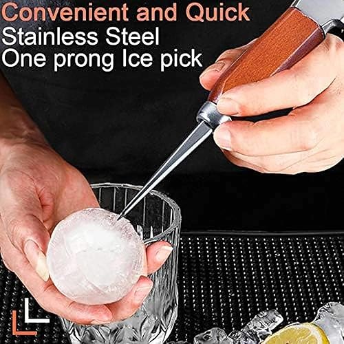 Miniatura 5 de Juego de picador de hielo de acero inoxidable de 2 a 7.24 pulgadas y 6.8 pulgadas con mango de madera, trituradora de hielo de estilo japonés, ideal