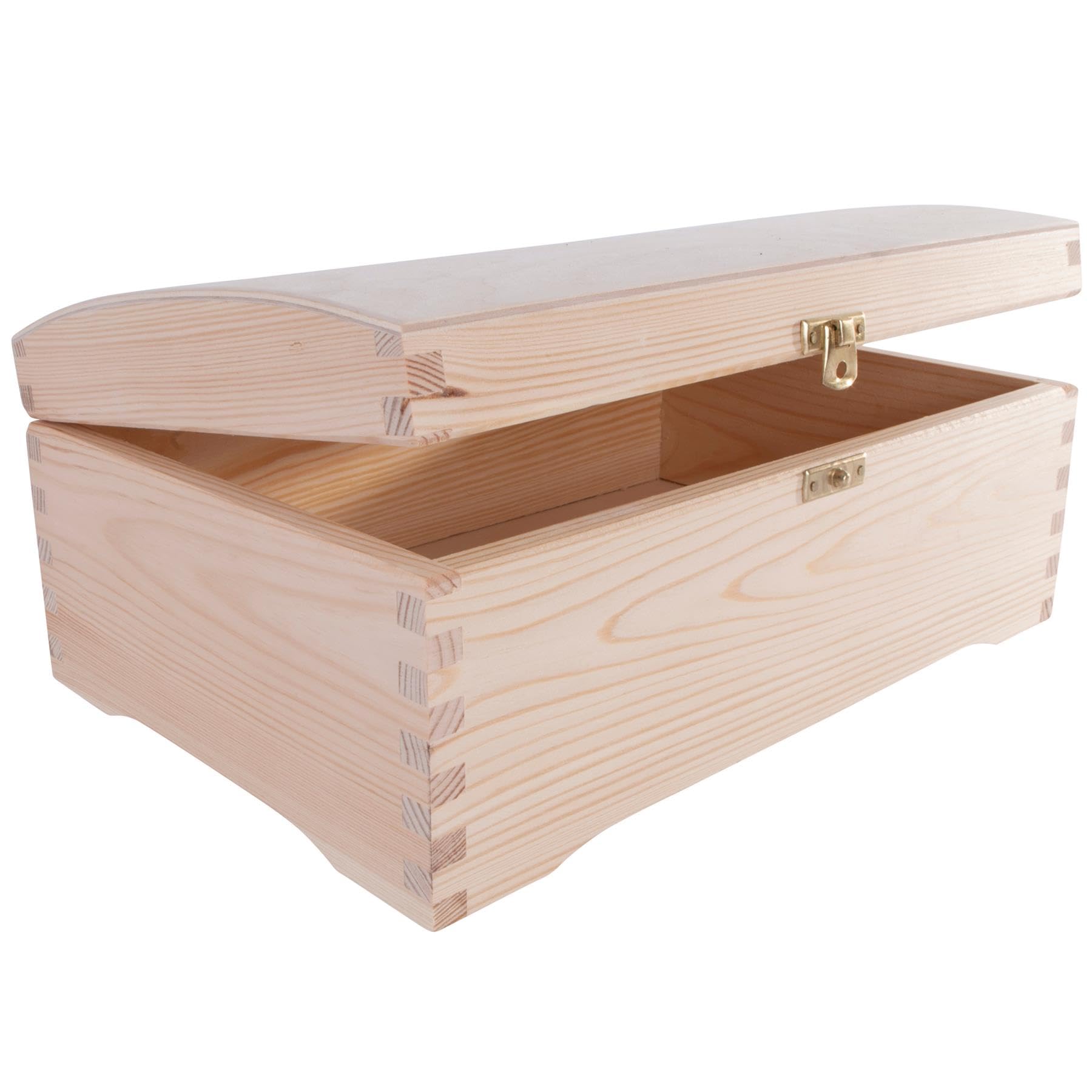Woodeedoo Wooden Treasure Chest Keepsake Box With Hinged Lid And Clasp – Unfinished Pine Storage For Gifts Trinkets Memories Crafts – Customisable Decorative Box – 30 X 20 X 13 Cm