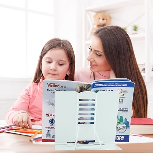 Miniatura 6 de Honagu Soporte de metal para libros de escritorio, soporte para libros para leer manos libres, soporte ajustable para documentos de libros de