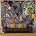 Psychedelic Tapestry ,Abstract Unusual Figure with Color and Form Details Hippie Arabesque Retro Pattern, Wall Hanging for Bedroom Living Room Dorm(CS-BS12-6)