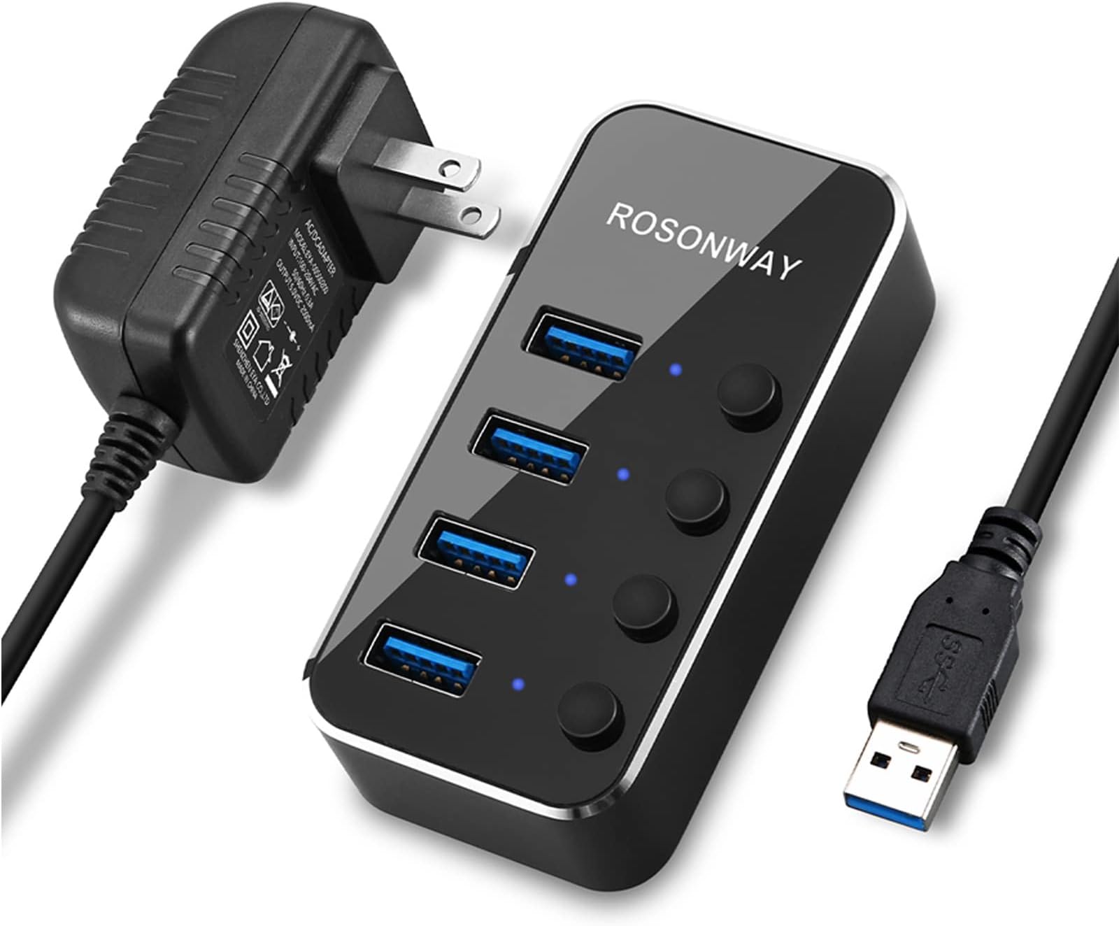 Amazon.co.jp: USB3.0ハブ 電源付き, atolla 4ポート高速USB3.0 の 拡張+ 1充電ポート USB Hub ...