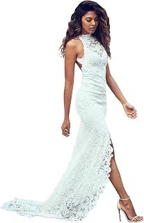 Mermaid Wedding Dresses for Bride Spaghetti Straps Backless Beach Lace Bridal Gowns with Train