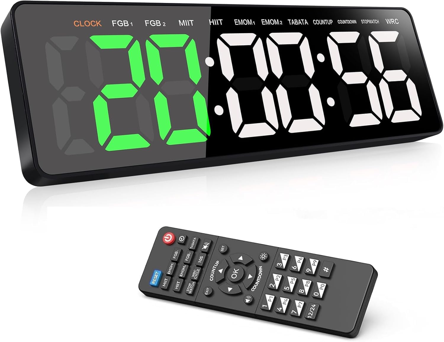 Temporizador de Gimnasio,Gym Timer, 16.5'' Reloj Gimnasio Pared, con Countdown/UP Cronómetro, Digital Wall Gym Timer con Control Remoto