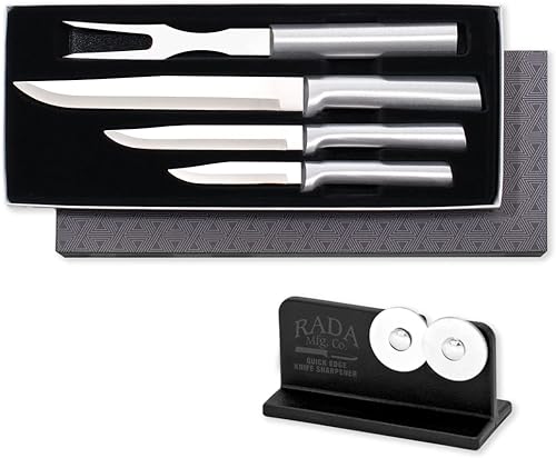 RADA Juego de regalo de cuchillos para tallar preparar y luego tallar con afilador de cuchillos