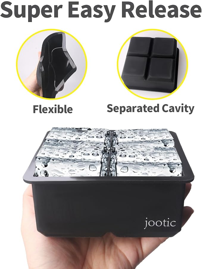 Bandejas de Hielo de Silicona Grandes (2.5 Pulgadas) - 2 Paquetes Negros miniatura 4
