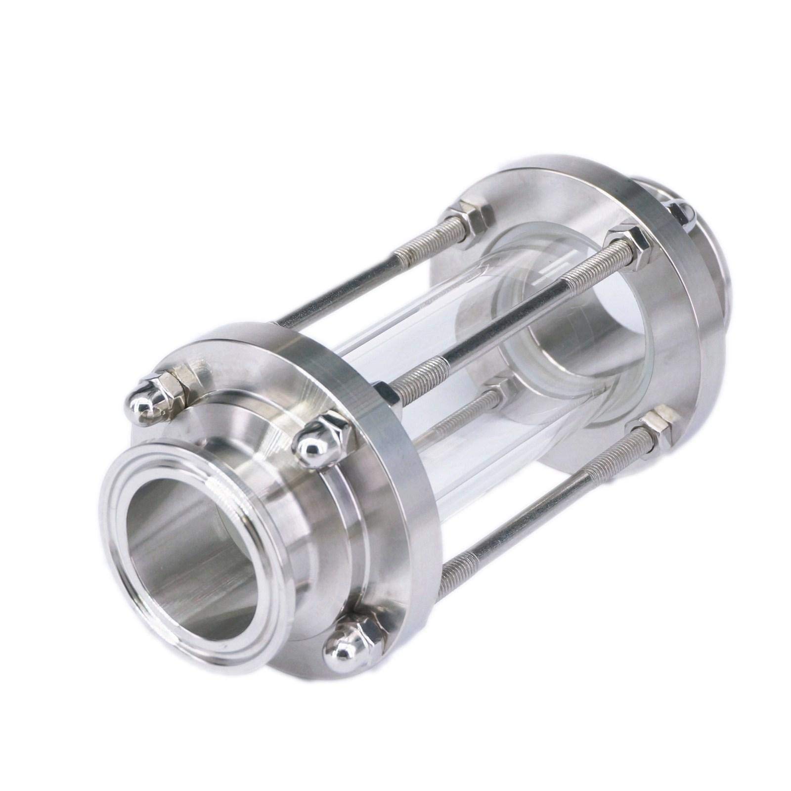 Schauglas, 1 PC 51mm Dioptrien + 2 PCS "Tri Clamp + Dichtung Flow Schauglas SUS 304 Edelstahl Homebrew
