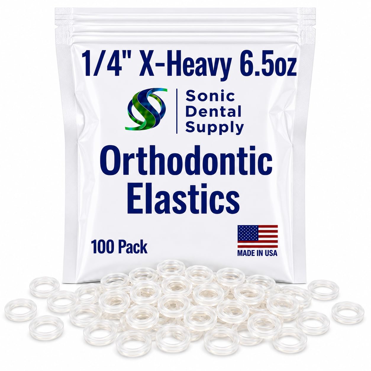 Sonic Dental - Clear 1/4" 6.5 oz - Orthodontic Elastic - Braces - Dental Rubber Bands - USA-image-10