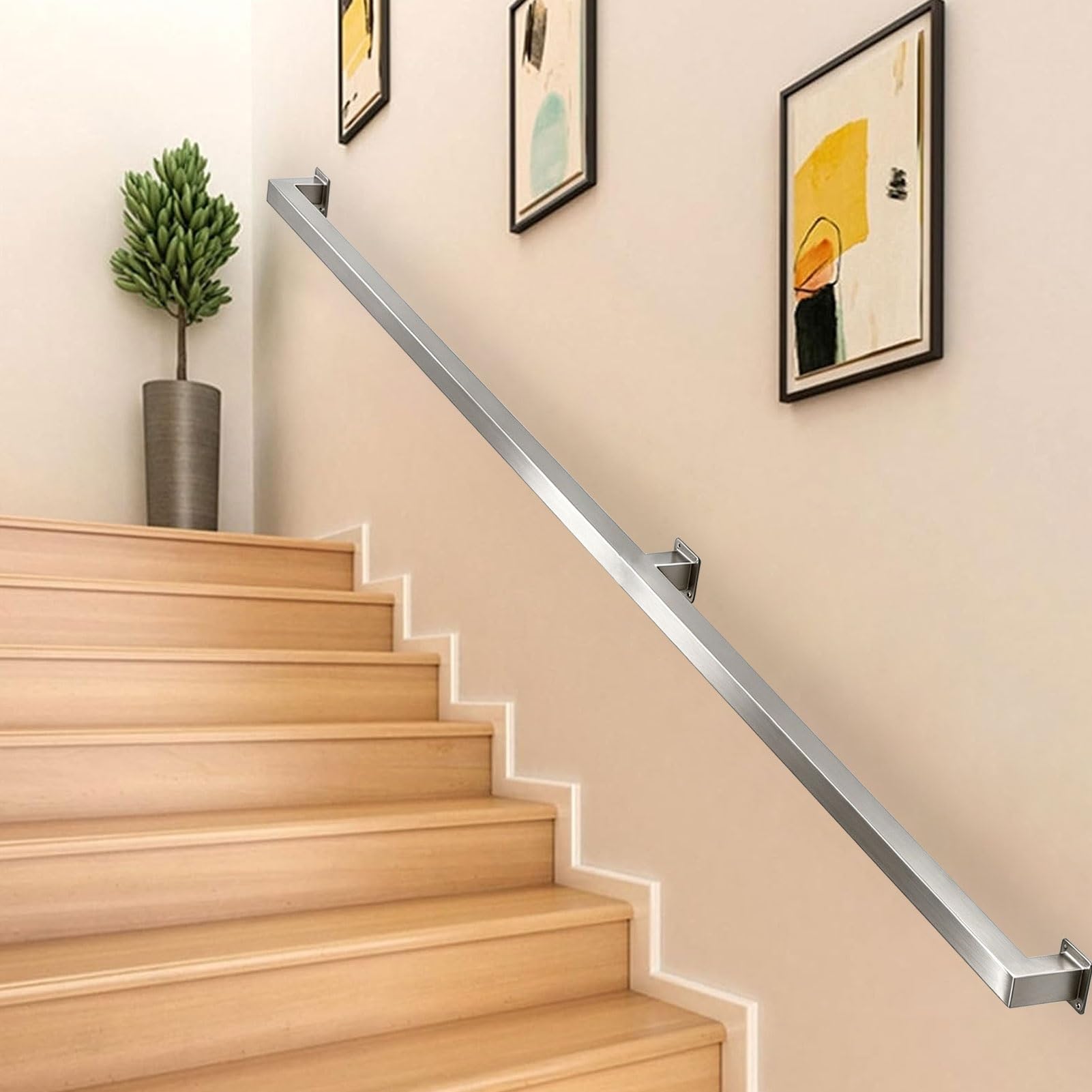 Stainless Steel Stairs Banister Handrail for Indoor and Outdoor - 1ft~20ft Complete Kit, Wall Mounted Staircase Railing Safety Hand Rails(18ft/540cm)