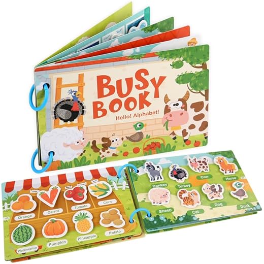 Alphabet Busy Book Binder for Kids 2-5 Years