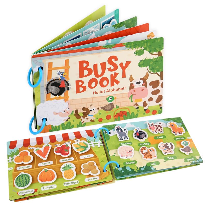 Image of Alphabet Book Busy Book Binder for Childrens Kindergarten Toddlers and preschoolar Kids Learning Activity Interactive Learning 2-5 Years Old