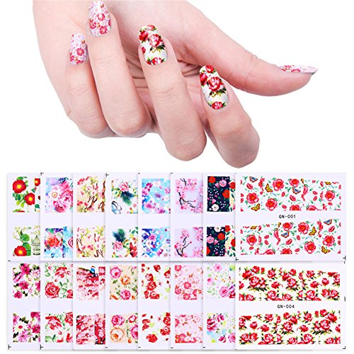 BORN PRETTY Nail Art Water Decal Flower manicuring Tatoo Transfer Stickers Rose Sakura Butterfly 48 Patterns Set