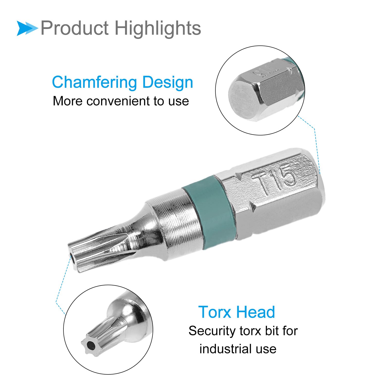 CoCud Torx Screwdriver Bits, 1/4" Hex Shank T15, Security Steel Screwdriver Bit - (Applications: for Car Maintenance), 4-Pieces - Image 4