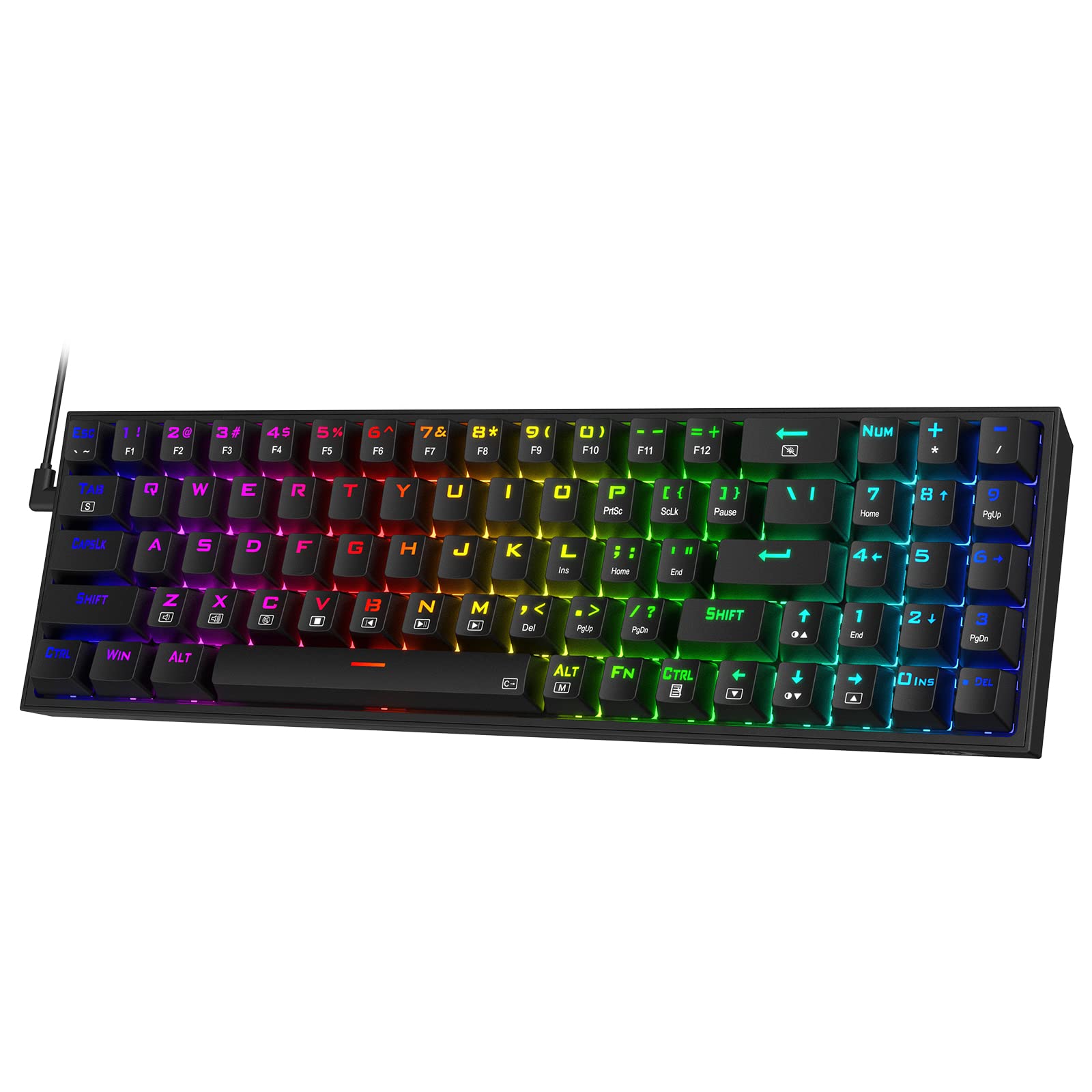 Redragon K628 Pollux 75% Wired RGB Gaming Keyboard, 78 Keys Hot-Swappable Compact Mechanical Keyboar