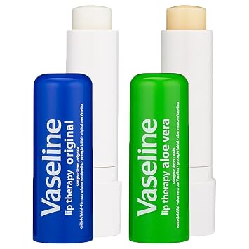 Vaseline Lip Therapy Variety 4-Pack Original + Aloe Vera Moisturizing Lip Balm with Vitamin E, 0.16 Oz Ea