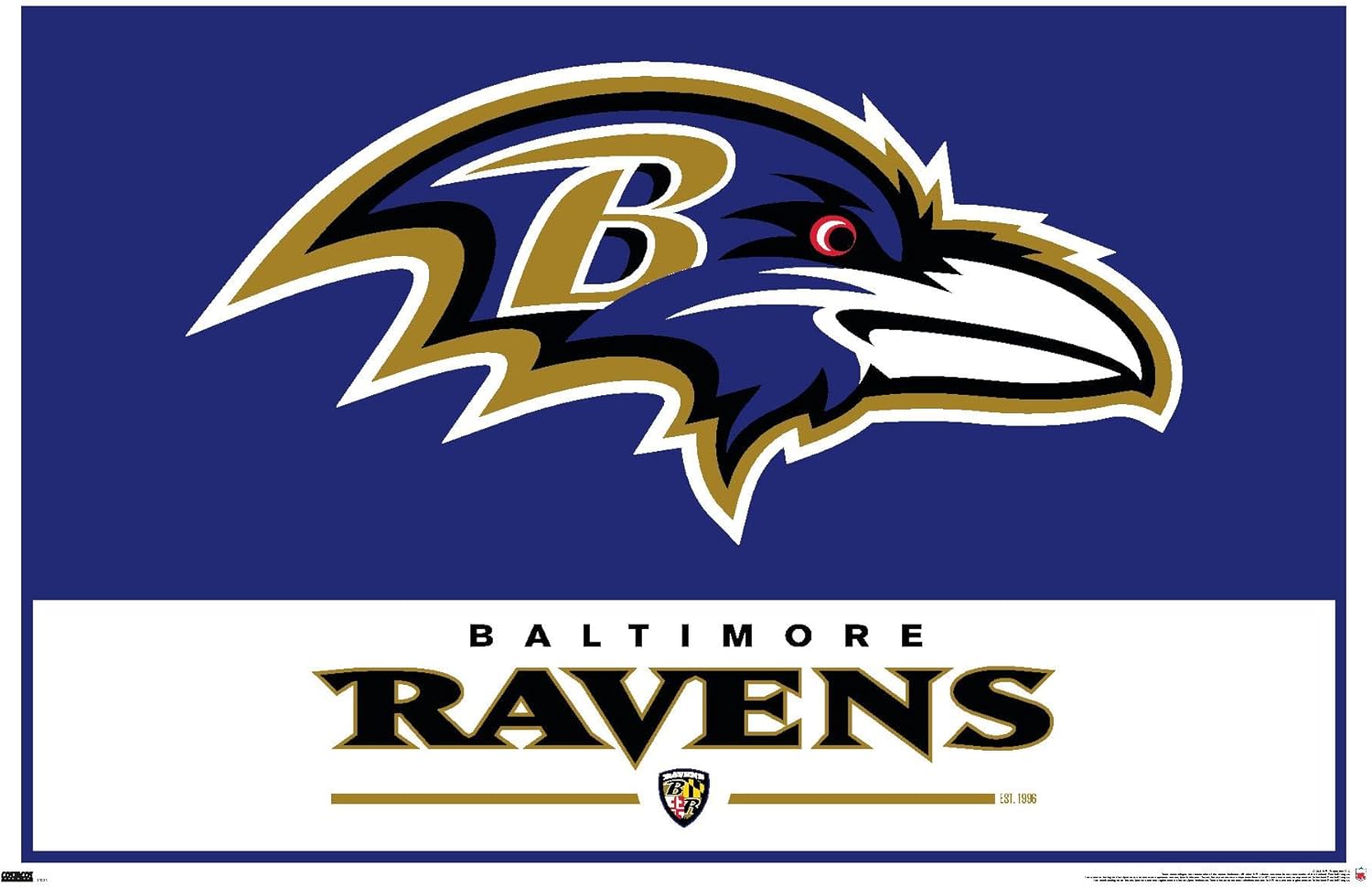Trends International NFL Baltimore Ravens - Logo 21 Wall Poster, 22.37" x 34.00", Unframed Version 22.37" x 34.00" Unframed Version