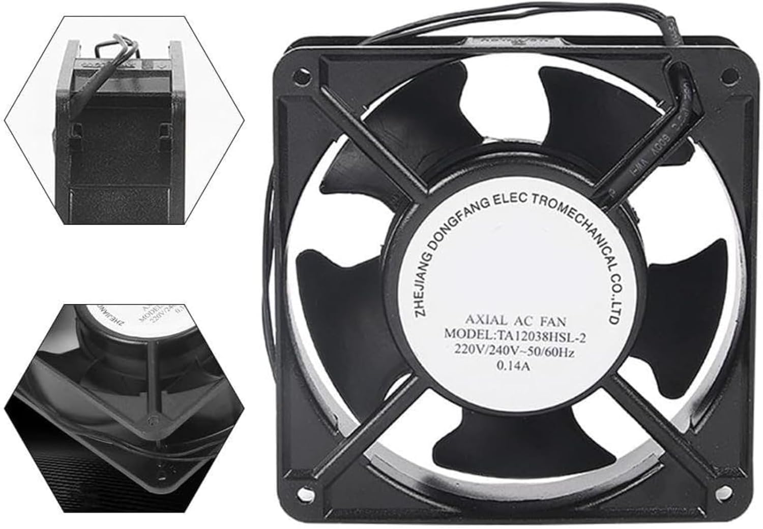 Genérico Ventilador Axial Silencioso paraventilador chimenea, 120x120x38mm Chimenea Alta Temperatura Ventilador Axial Chimenea Estufa Ventiladores con Potentes Cuchillas Metálicas,