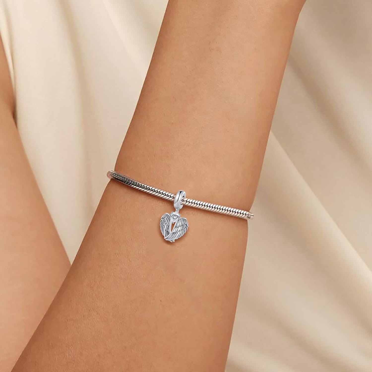 Guardian Angel Wings Charm 12 Heart Birthstone Bead Compatible With Pandora Bracelet Women Present - Image 3