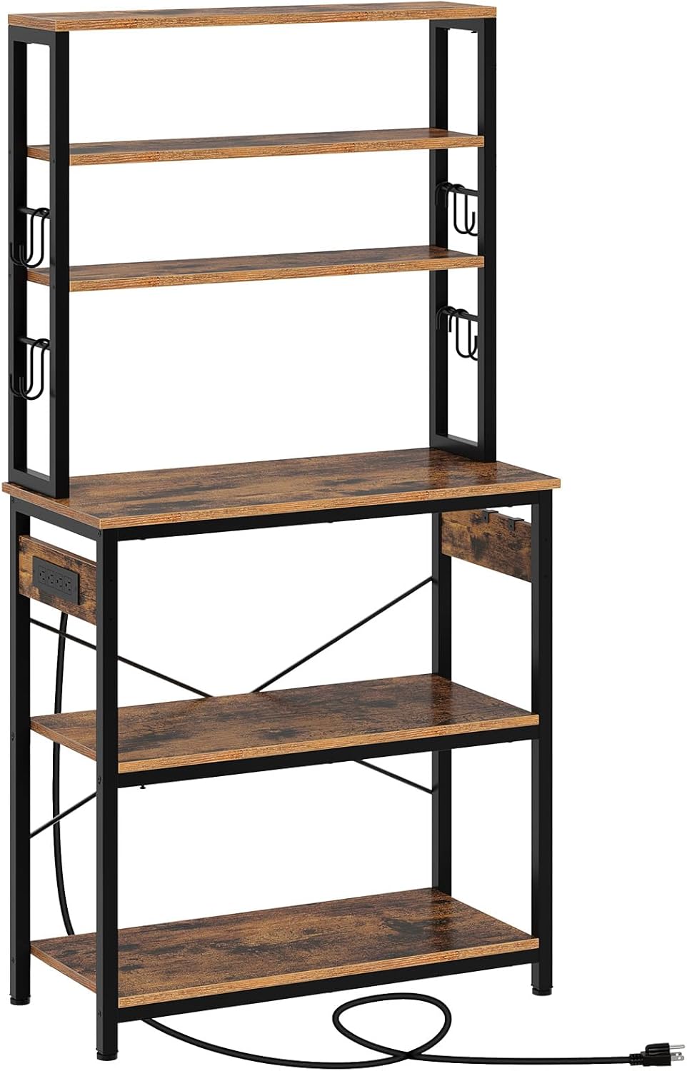 Rolanstar Baker's Rack with Power Outlet, Microwave Oven Stand with 10