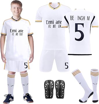 Wirhaut Football Kits for Kids, 23/24 Home Away Soccer Jerseys No.5 Football Kits No.7 Football Kit Football Training Set Football Training Shirts Shorts and Socks for Kids