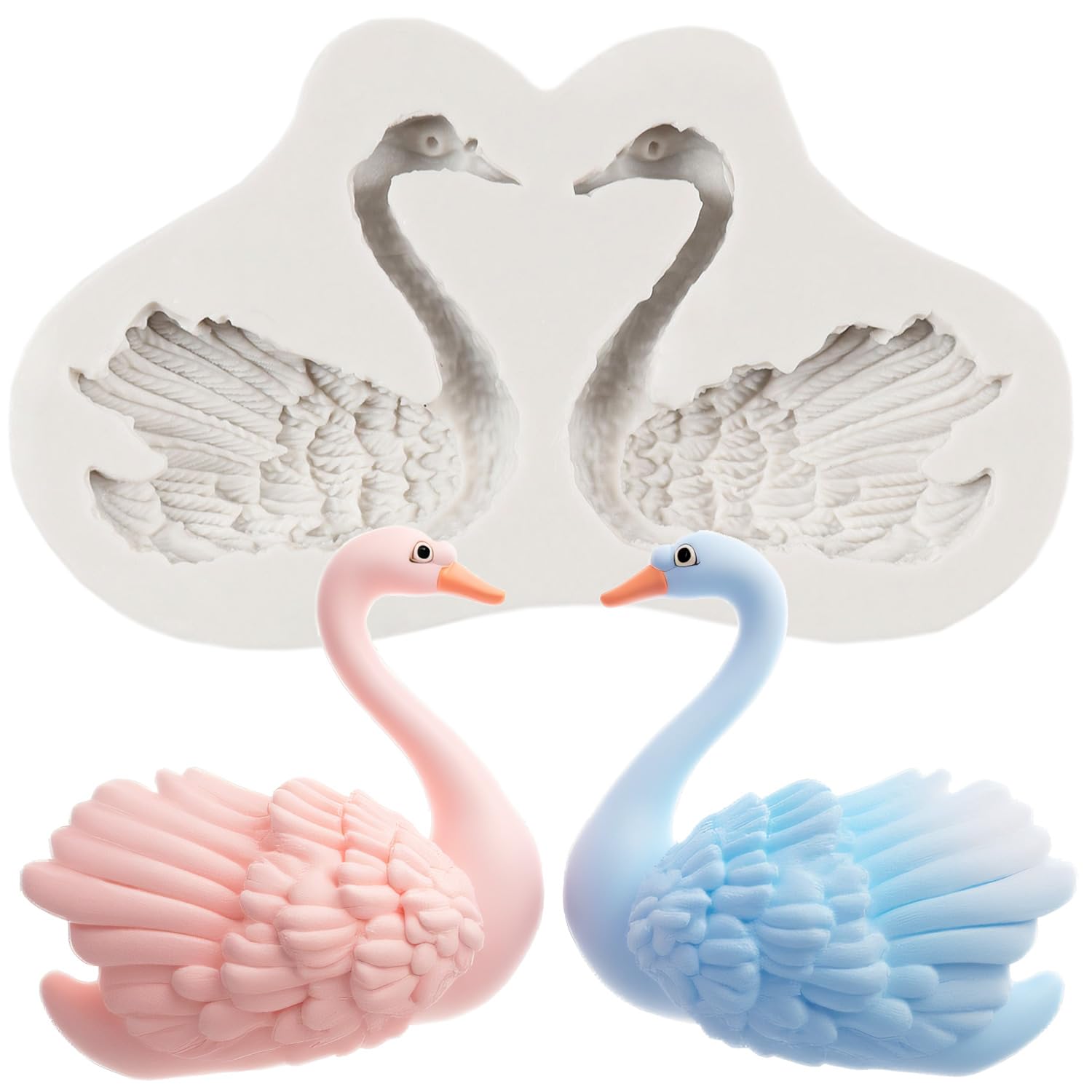 Sijiangmold Cute Swan Silicone Fondant Mould for Cake Decoration Chocolate Cupcake Topper Candy Polymer Clay Gum Paste