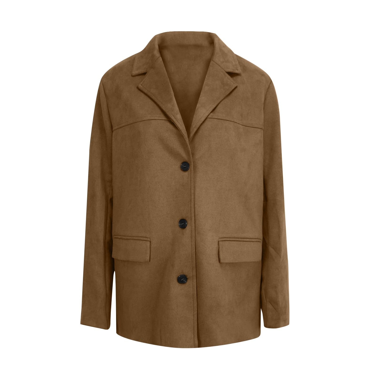 Wildlederjacke Damen Mit Revers Damen-Jacken Wildleder Jacke Damen Winter Vintage Mantel Frauen Mode Leder Anzug Jacken Herbstjacke Frühling Blazer Oversize Elegant Outwear Casual Streetwear
