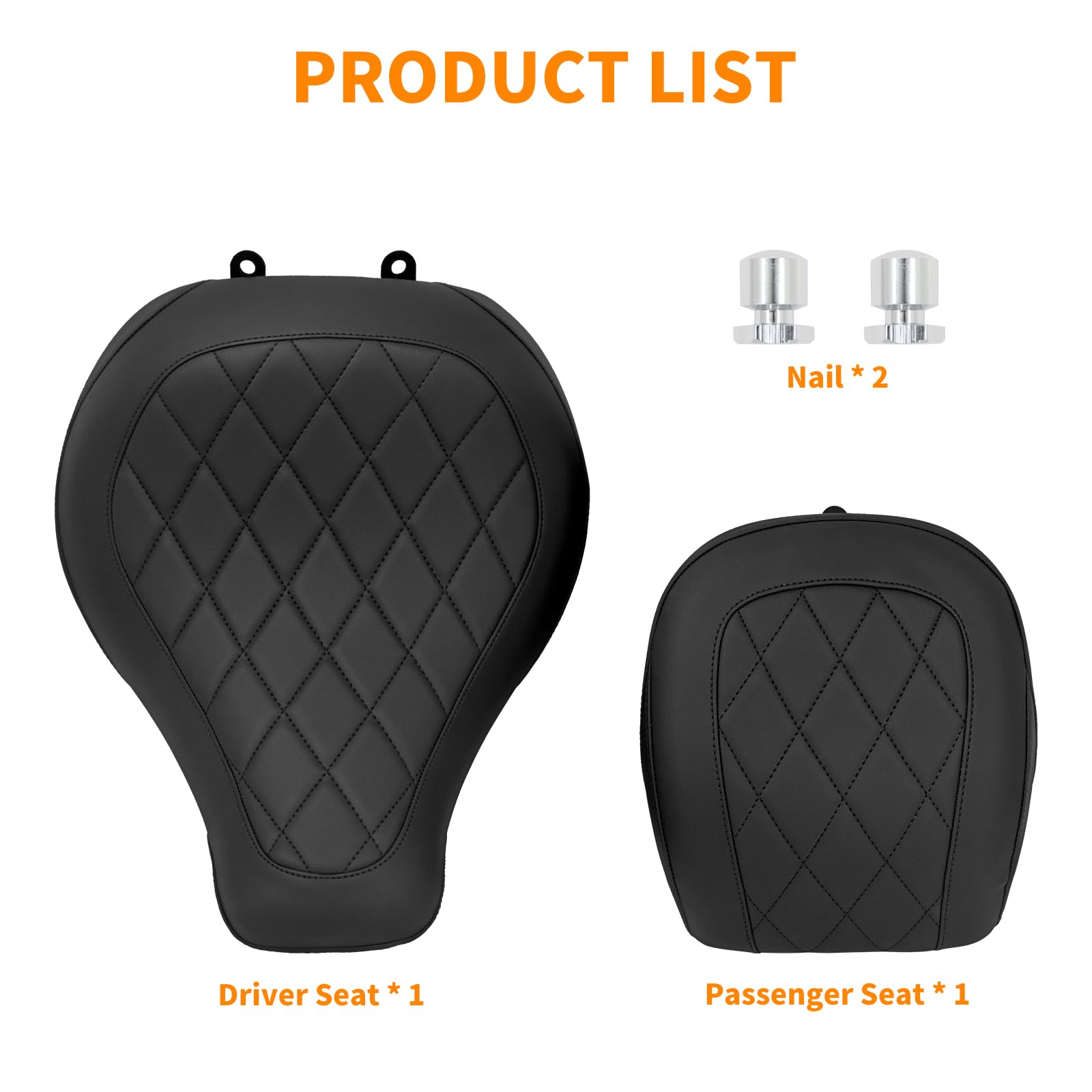 Siège passager avant conducteur et passager pour Harley Softail Fat Boy FLFB Fatboy FLFBS 114 2018 et plus récent FXBR FXBRS à partir de 2023 (coutures noires)