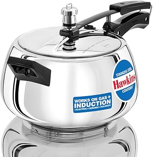 Hawkins Contura SSC50 5L Stainless Steel Pressure Cooker - Induction Compatible, Even Heating, Ideal for 5-7 People