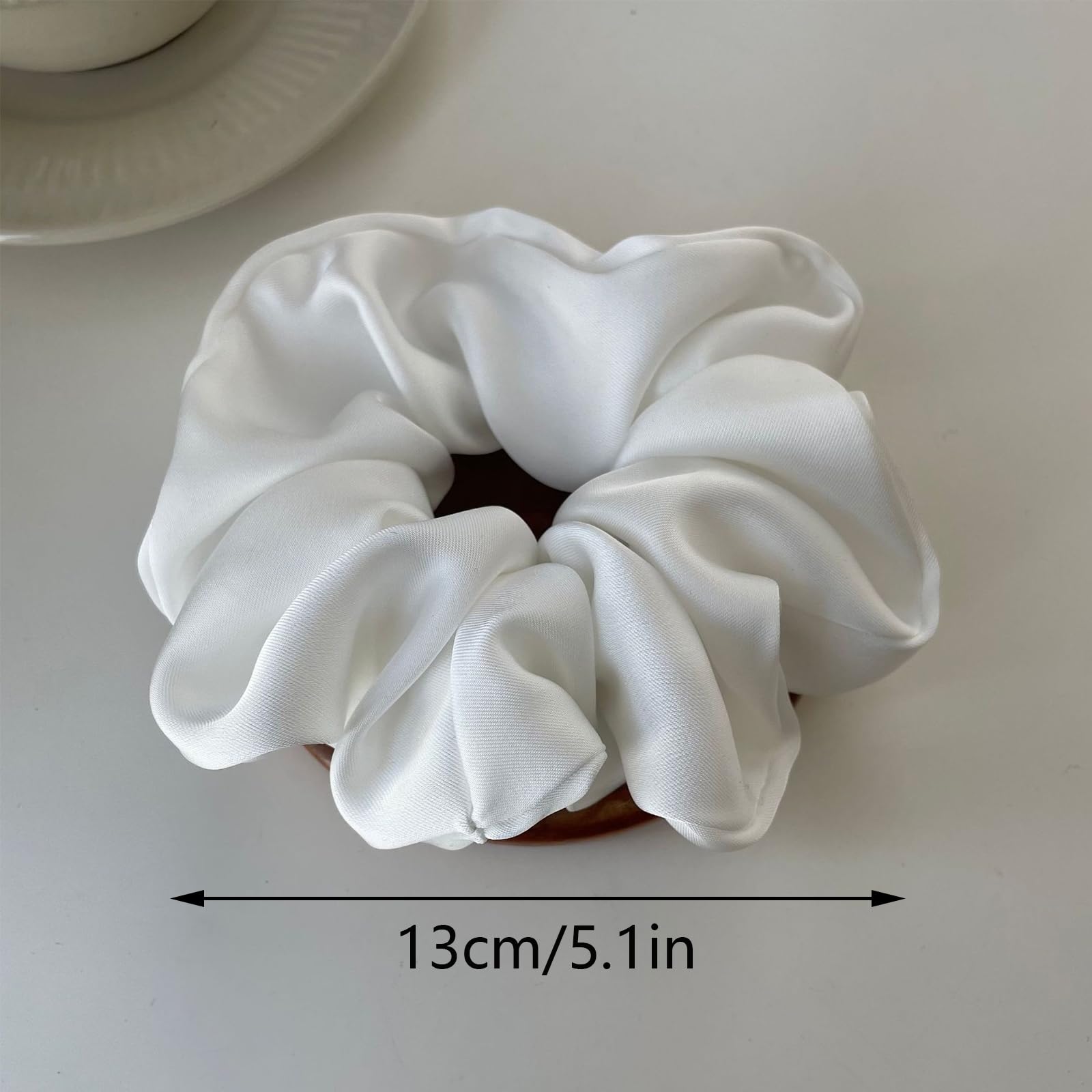 OWITER 5 pcs Large Satin Scrunchies for Women,oversized scrunchies for women,large scrunchies for giant scrunchie (1 white 4 sage) - Image 3