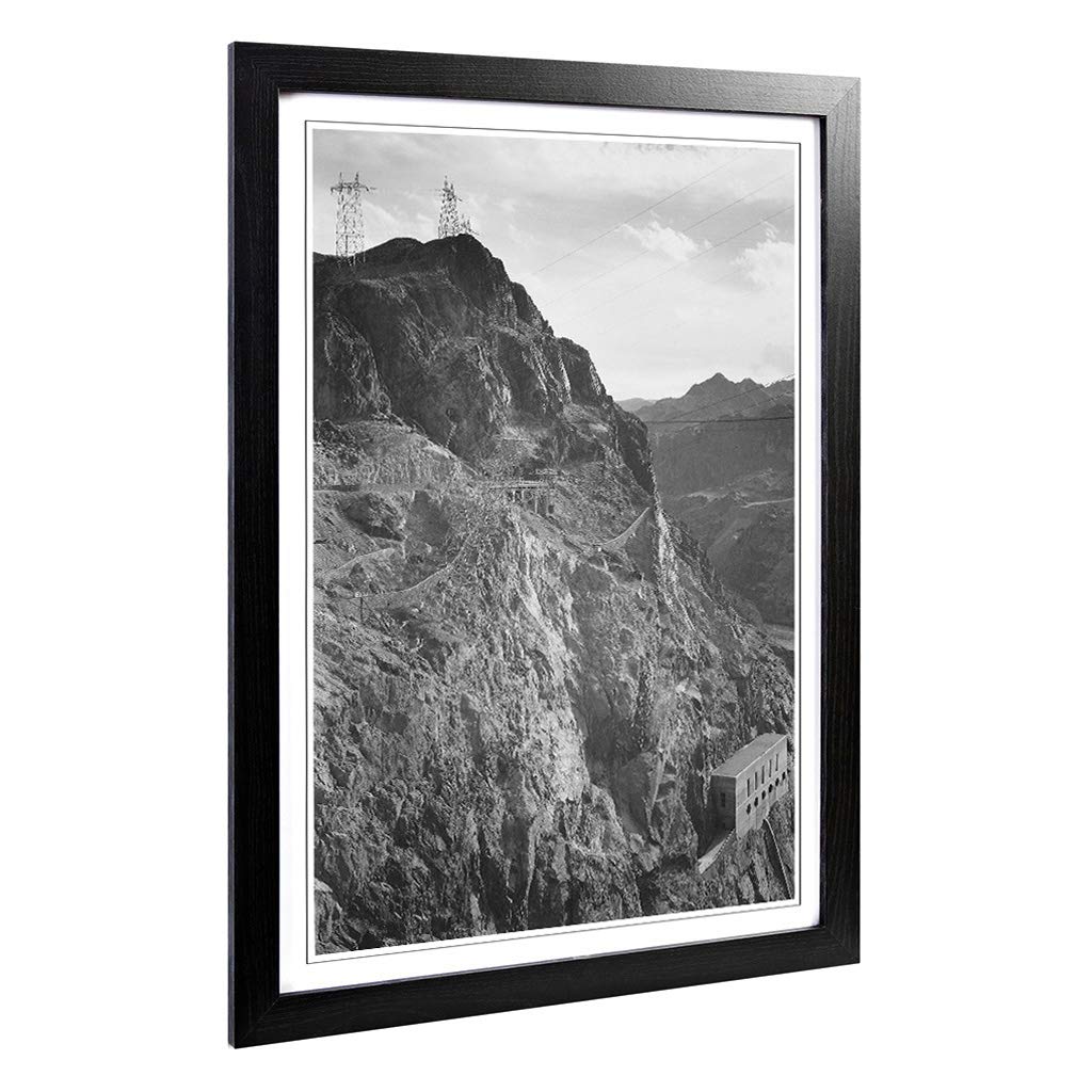 Big Box Art Framed Print of Ansel Adams Cliffs Above Boulder Dam Design | Wall Art Picture | Home Decor for Kitchen, Living Room, Bedroom, Hallway, Black, A2 / 24.5x18 Inch / 62x45cm